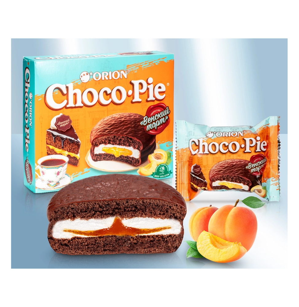 Bizcocho 'Choco Pie' con relleno de albaricoque