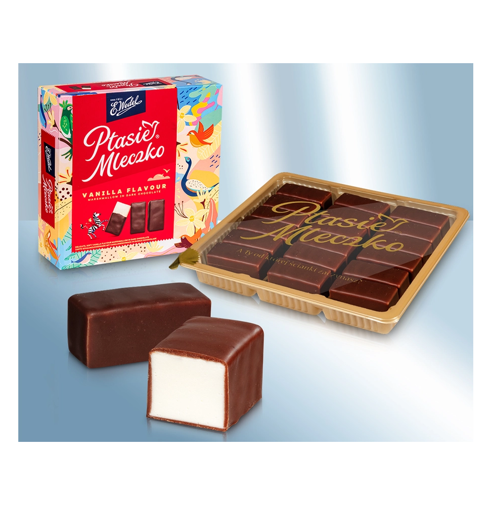 Dulces 'Leche de pájaro' con sabor a vainilla, en chocolate negro