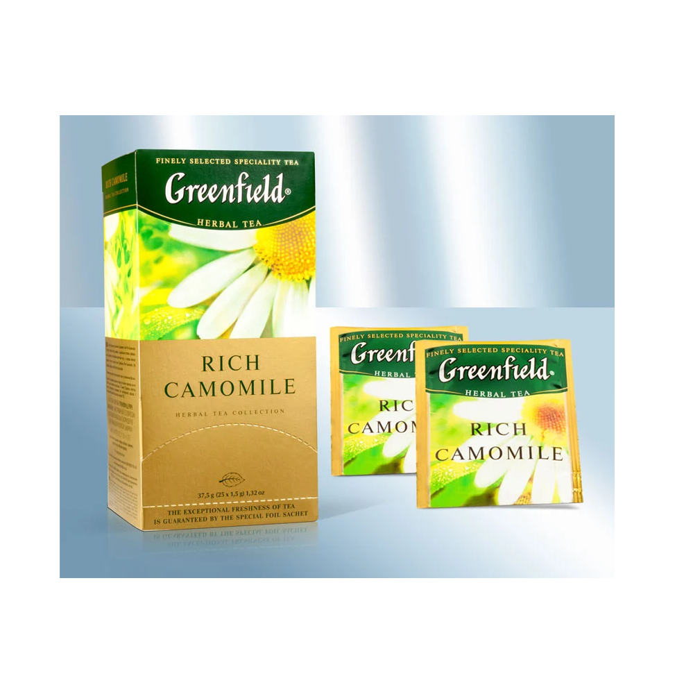 Té de hierbas Rich Camomile en bolsitas con empaque individual, 25x1,5g