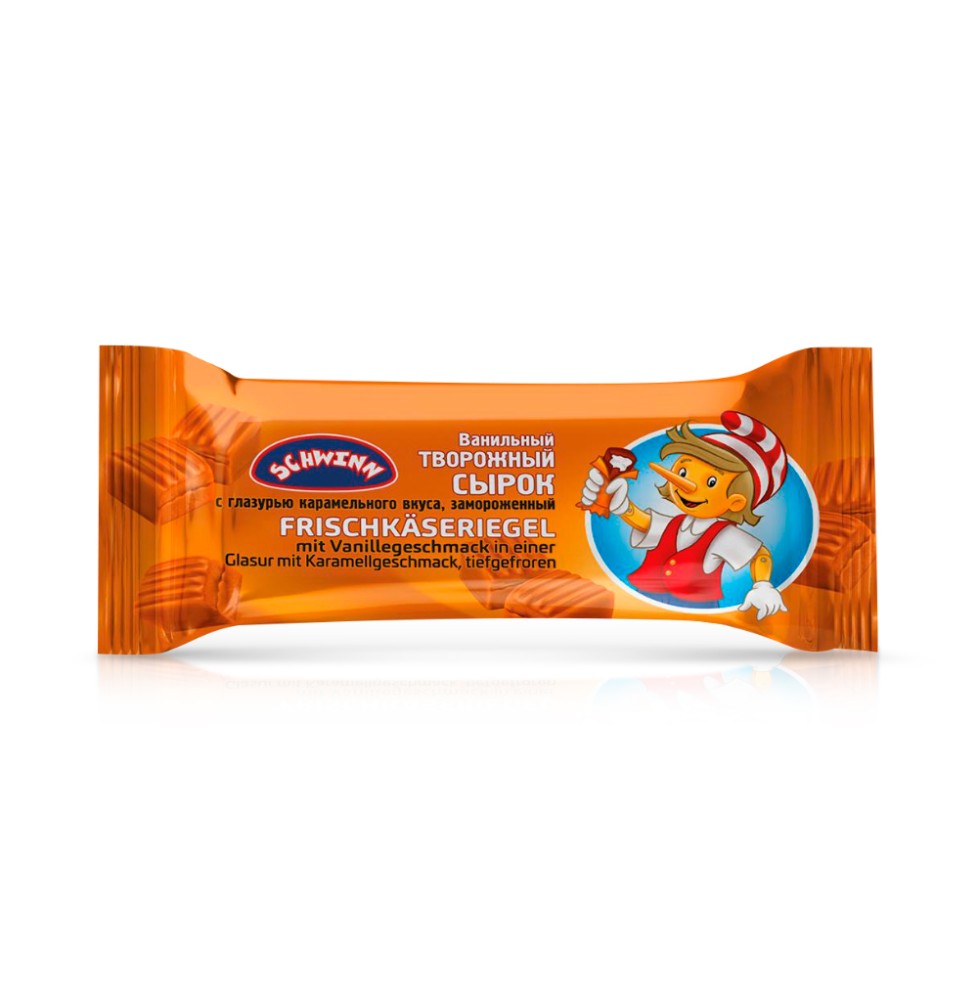 Quesito sabor vainilla, glaseado de caramelo, congelado